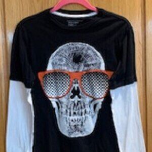 Youth Old Navy Skull Graphic Printed Cotton Long Sleeve T-Shirt Pull On Sz: L